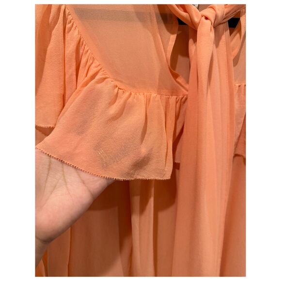J.CREW Tie-Neck Silk Chiffon Peach Blouse - Picture 4 of 6